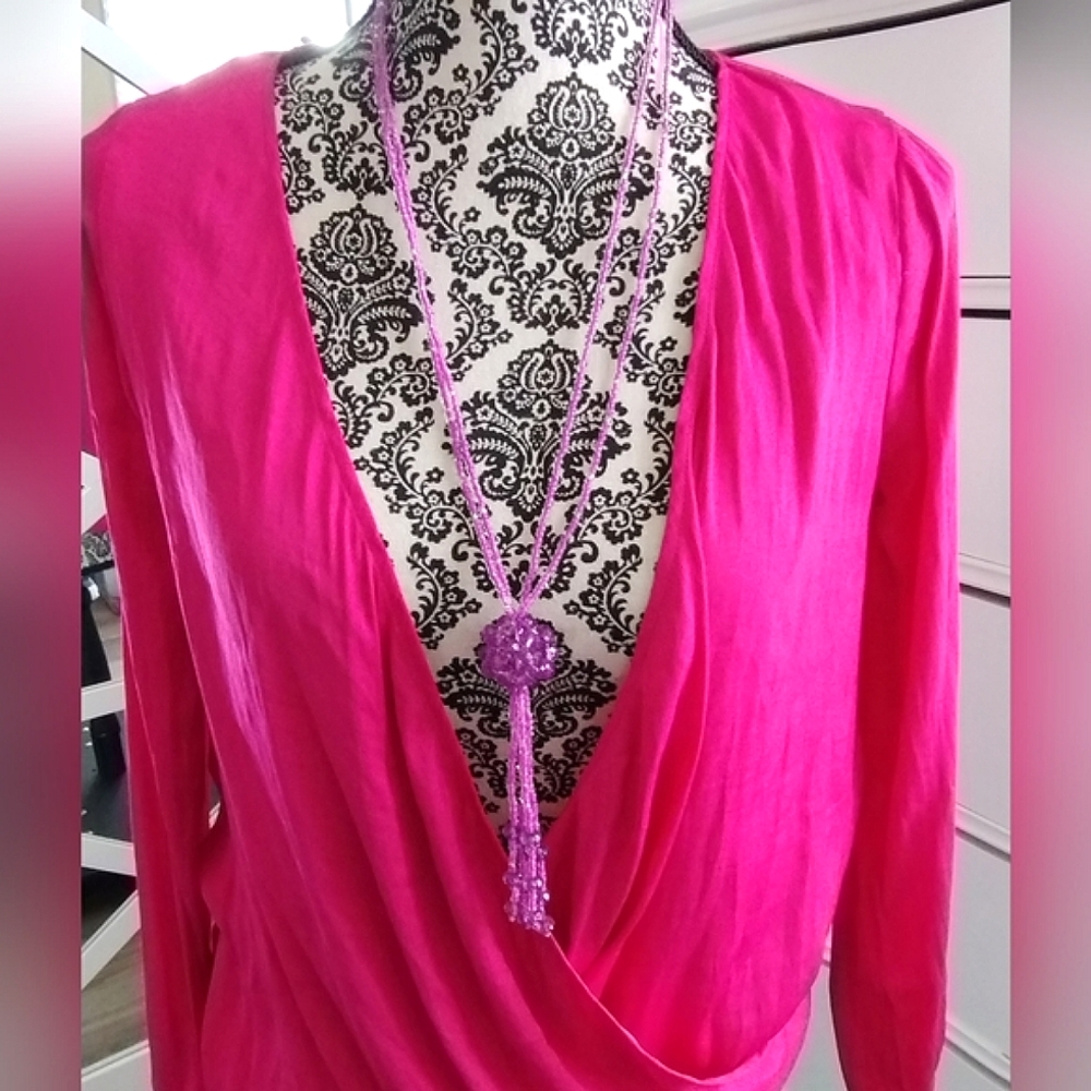 Nwt Magenta/Purple Tassel Beaded Necklace